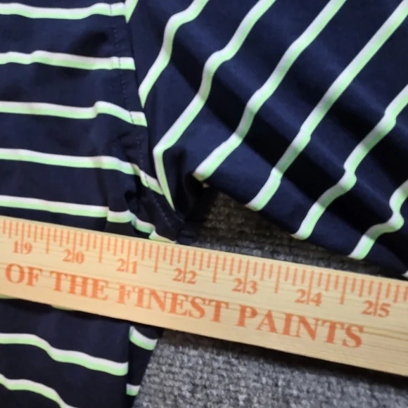 FootJoy Navy Lime Striped Golf Polo Shirt Mens M BP Logo - Picture 4 of 6